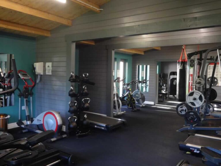big home gym in shepherds hut