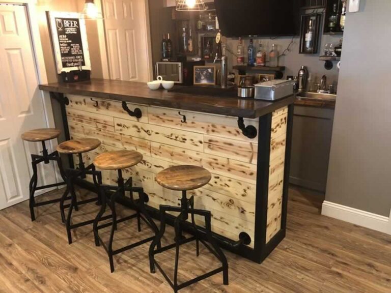 small DIY man cave with bar