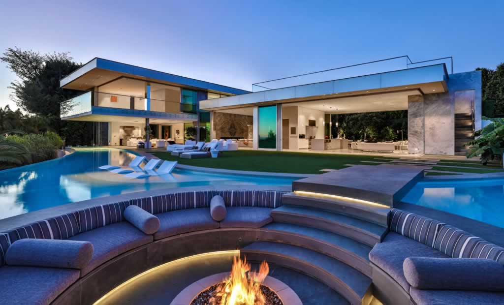 luxury dream home with pool and fire pit