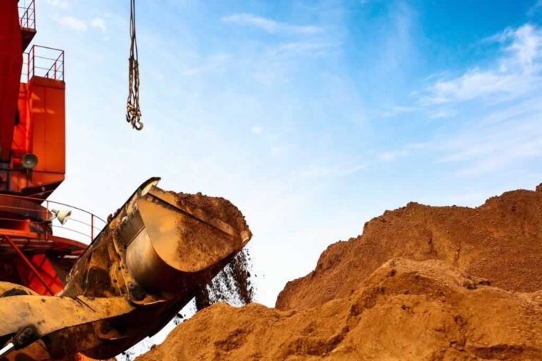 excavator moving dirt