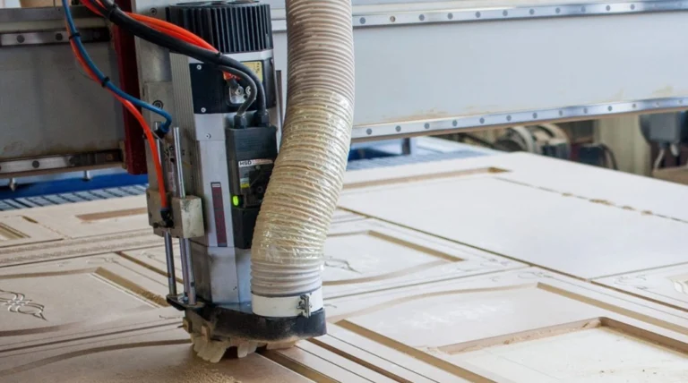 large CNC wood cutting and engraving machine at work
