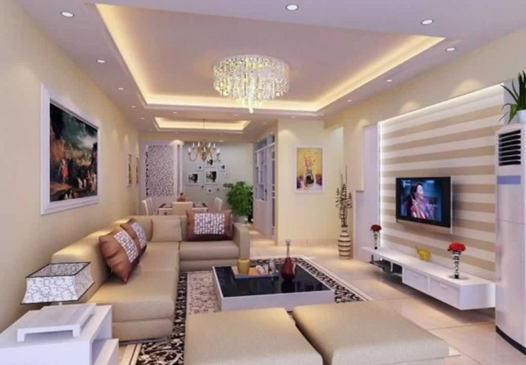 modern home ceiling with crystal lights