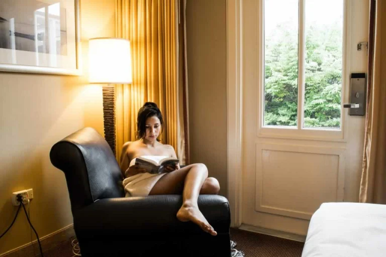 women reading a book in her personal space