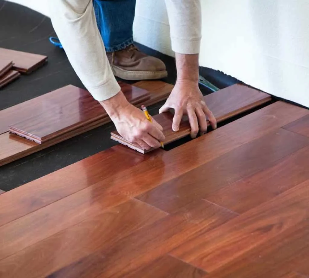 laying hardwood flooring