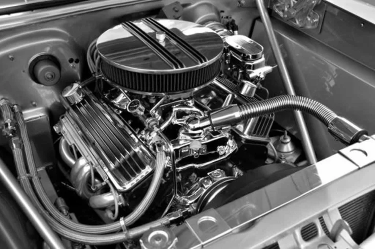 polished high performance engine in the car