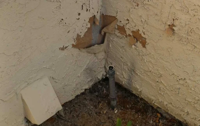 stucco water damage inside