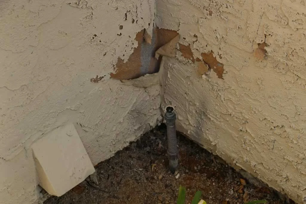 stucco water damage inside