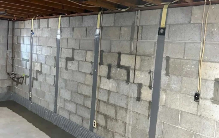 water damage on the basement walls