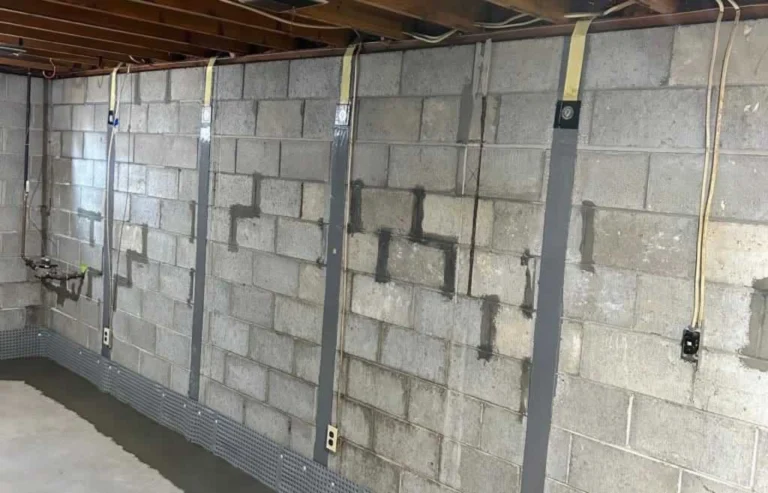 water damage on the basement walls