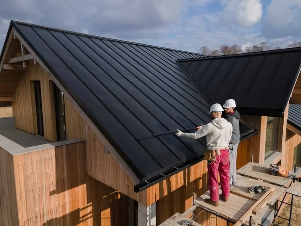 metal retrofit roofing on family house