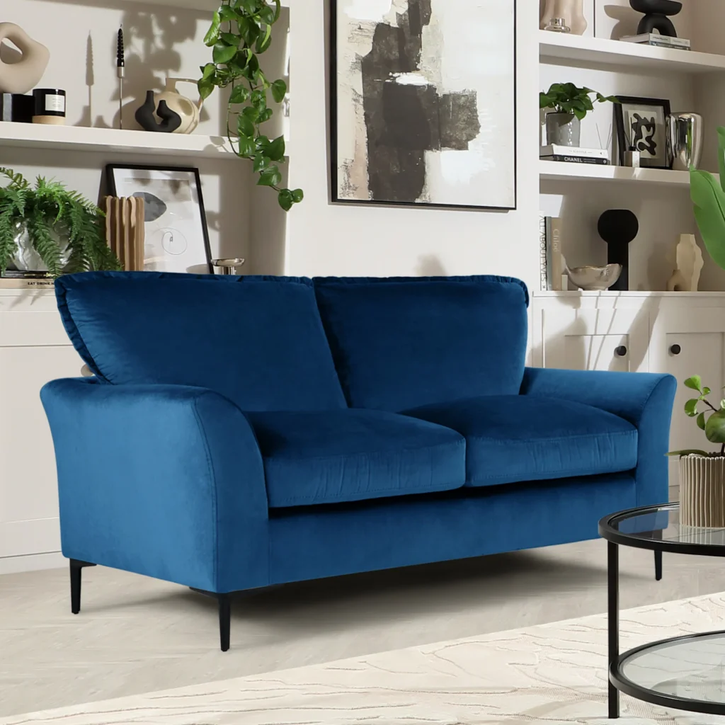 amazing dark blue 2-seater sofa in the living