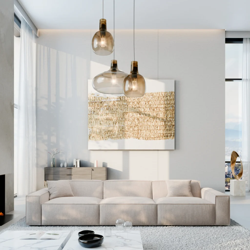 big and spacious 4-seater sofa in the living room