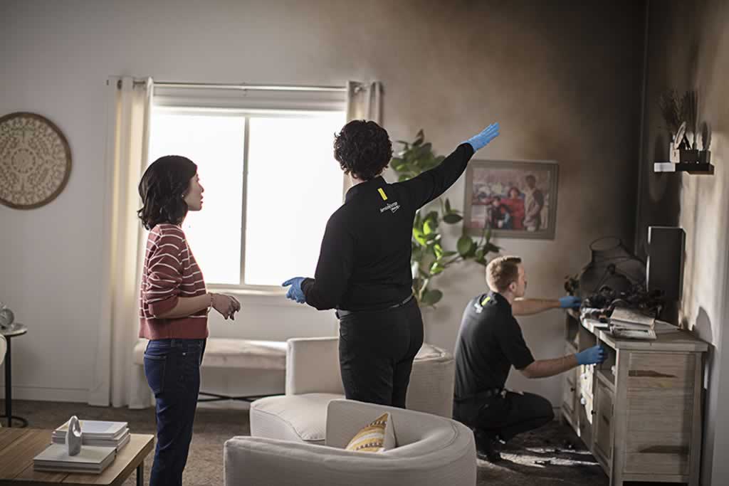 professionals dealing with fire damage in the house