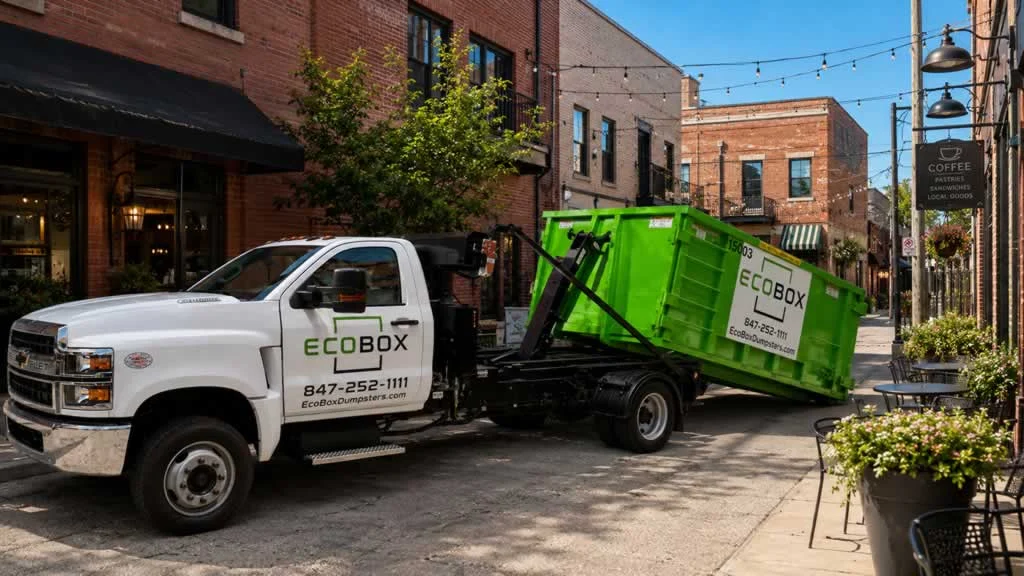 loading dumpster on the truck