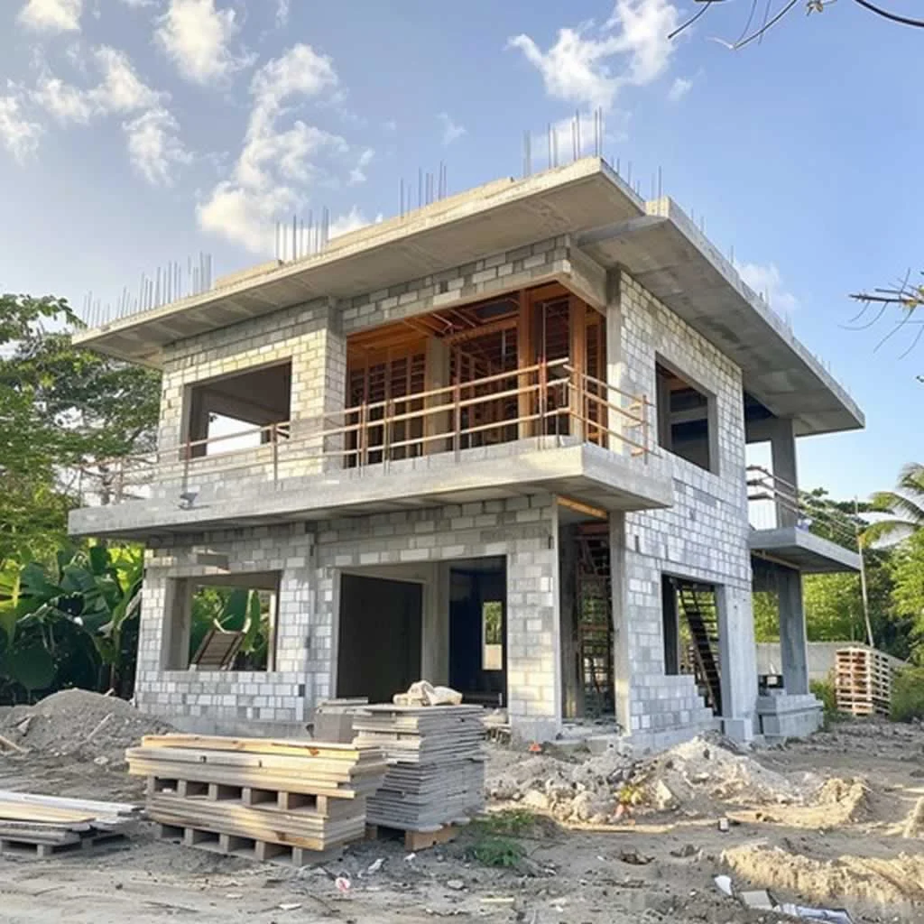 residential brick home during construction