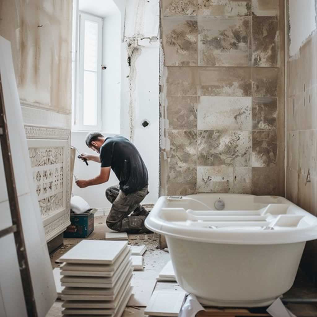 bathroom remodel in progress