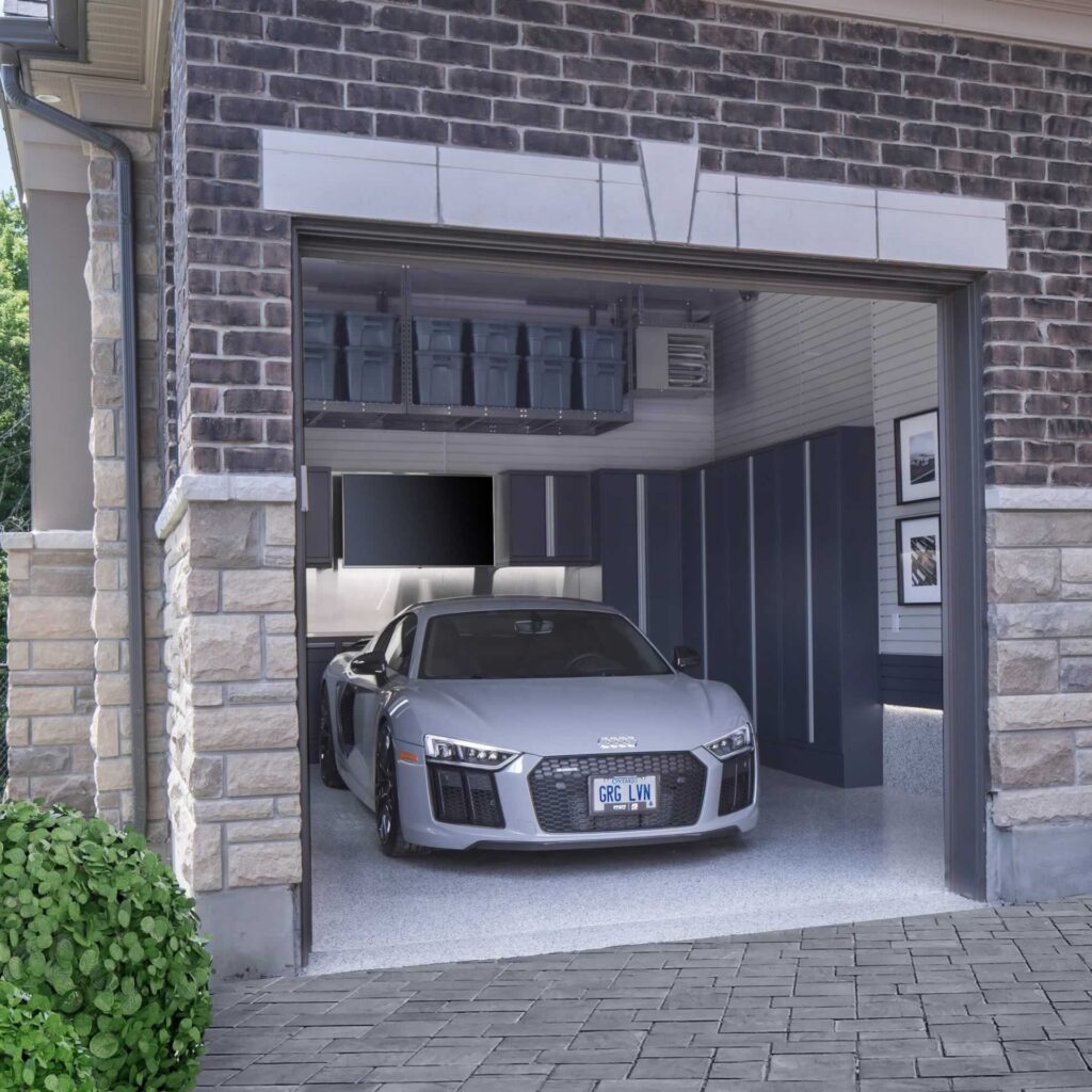 luxury car in new custom garage