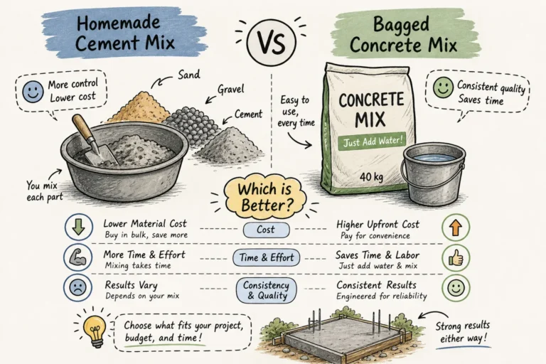 Homemade Cement vs Bagged Concrete Mix: Pros, Cons, and Cost Comparison