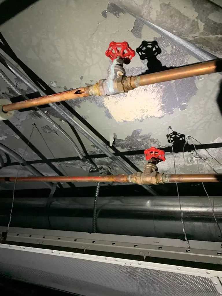 burst water supply pipe in the basement