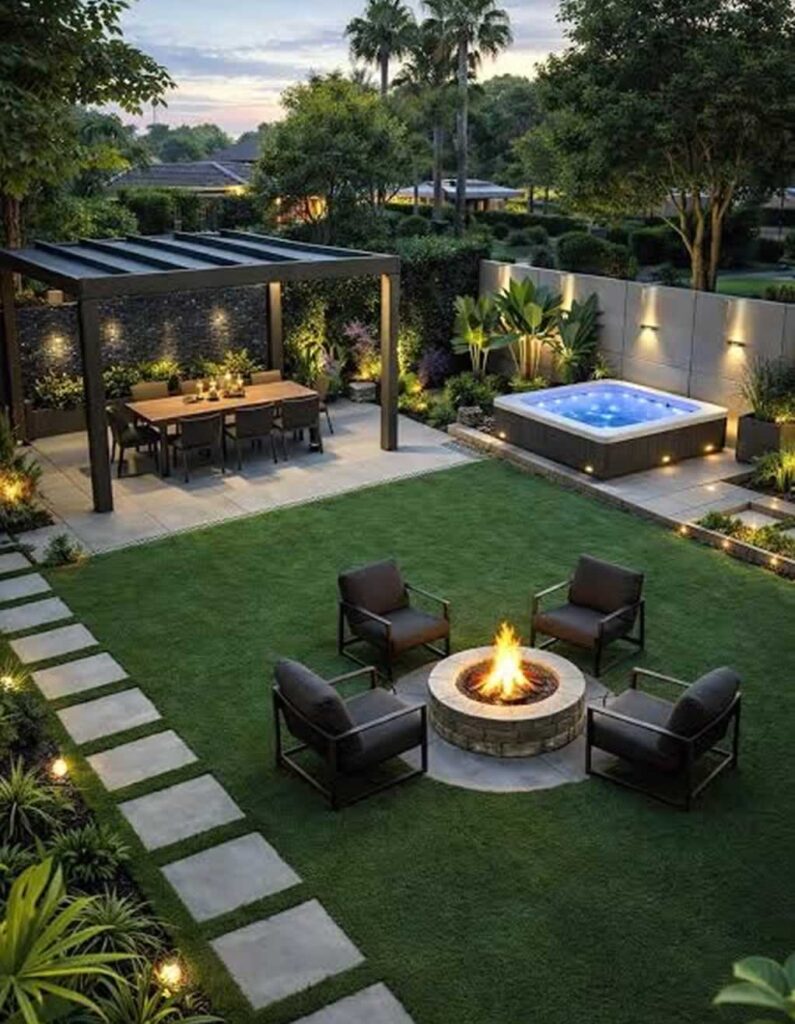 amazing landscaping in the backyard